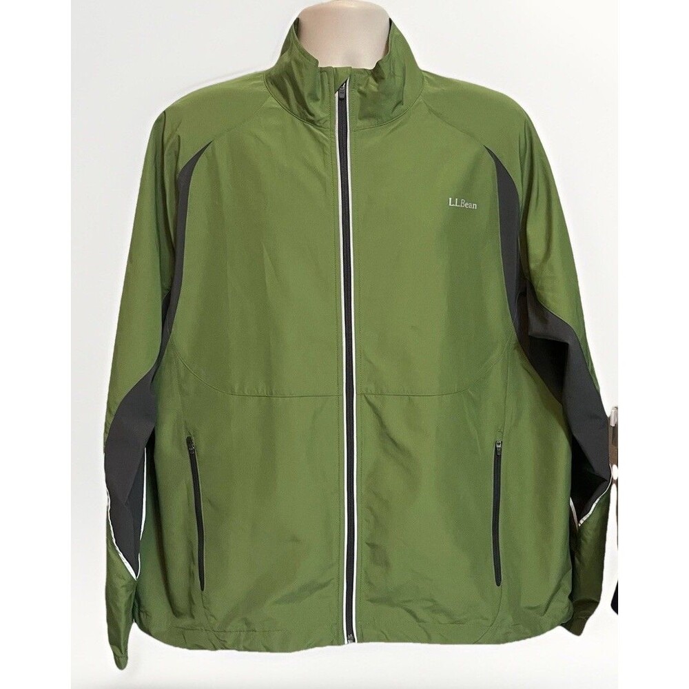 LL Bean Windbreaker Spring Jacket Mens XL Green Grey Gorp Outdoor Hiking Camping